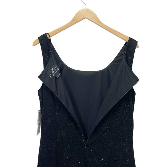 NWT Alex Evenings Midi Length Jacket Scoop Neck Dress Set Black Sequin Size 12 - Picture 9 of 15